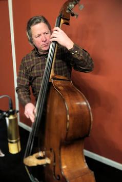 Bassist Mark Sonksen Feb 09 2021 at Frank Lamphere's recording session for his CD "Now, THAT'S Amore"