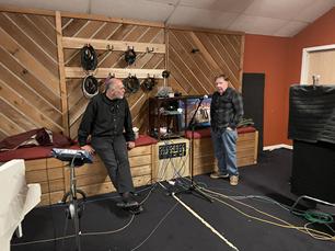 Pianist Jeremy Kakn and guitarist Dan McIntyre at the Frank Lamphere's "I'll Be Seeing You"  recording session Oct 18 2022